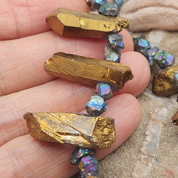 FP Designer Jewelry Emilie Shapiro Frozen Fire Path Gold Pyrite Raw Rock Nuggets - Picture 4 of 14